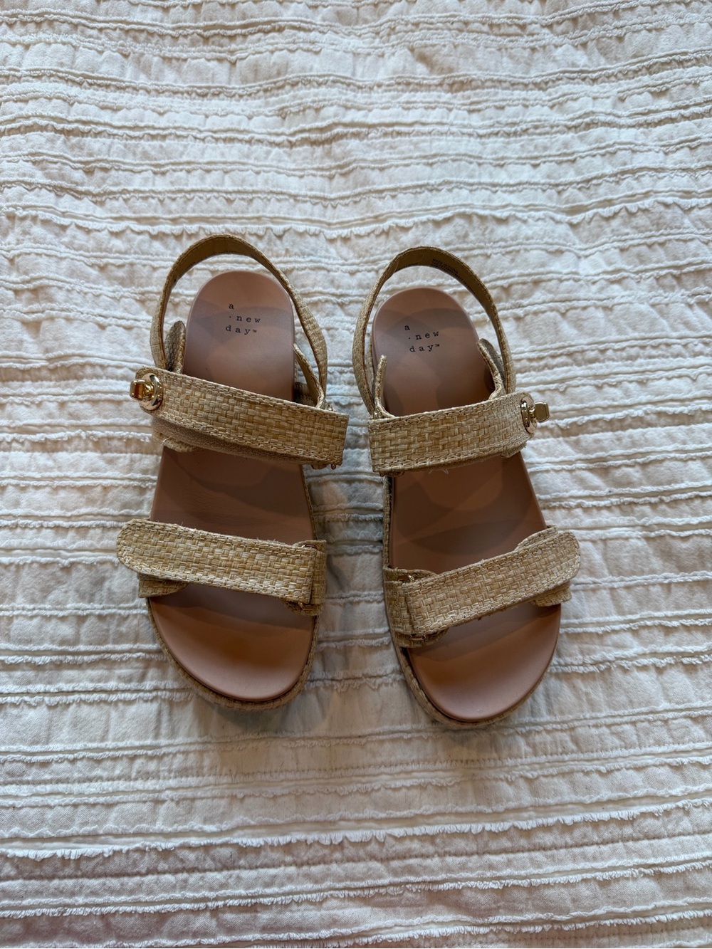 a new day Natural Straw Strap Sandals - Beige